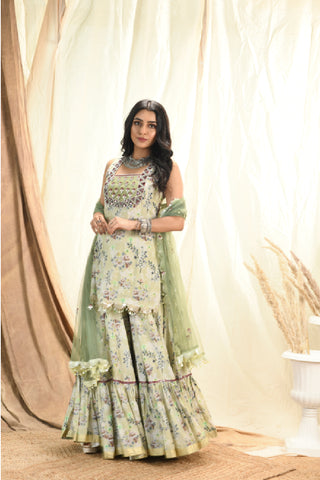 Sage Sharara Set